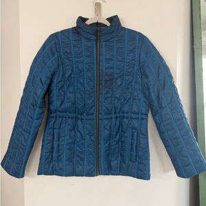 CAbi Womens Small Teal Blue with contrast stitching puffer jacket outdoor winter